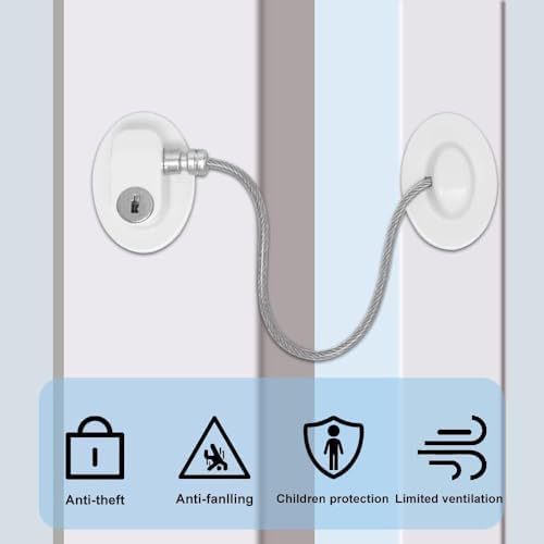 Bolivia's Pencere Güvenlik Kilitleri, Yuvarlak Sürgülü Pencere Kilidi, Anahtarlı Kendinden Yapışkanlı Bebek Pencere Kısıtlayıcı, Çocuk Güvenlik Kablo Kilidi, Delme Yok Çocuk Buzdolabı Kilidi - Görsel 3