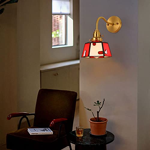 Luces de pared de latón con interruptor y casquillo E27 de cristal retro de 7.09 pulgadas 4