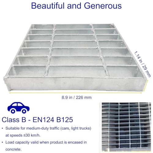 Image of Galvanized Steel Drain Grate, Driveway Channel Cover 9x9 in