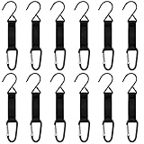 Fence Hooks for Baseball Bag Nylon Safety Buckles Fence Hooks Multifunctional Hanging Buckles Metal Hooks Suitable for Softball Outdoor Sports Equipment Water Cup Backpack (Black Hook, 12 Pieces)