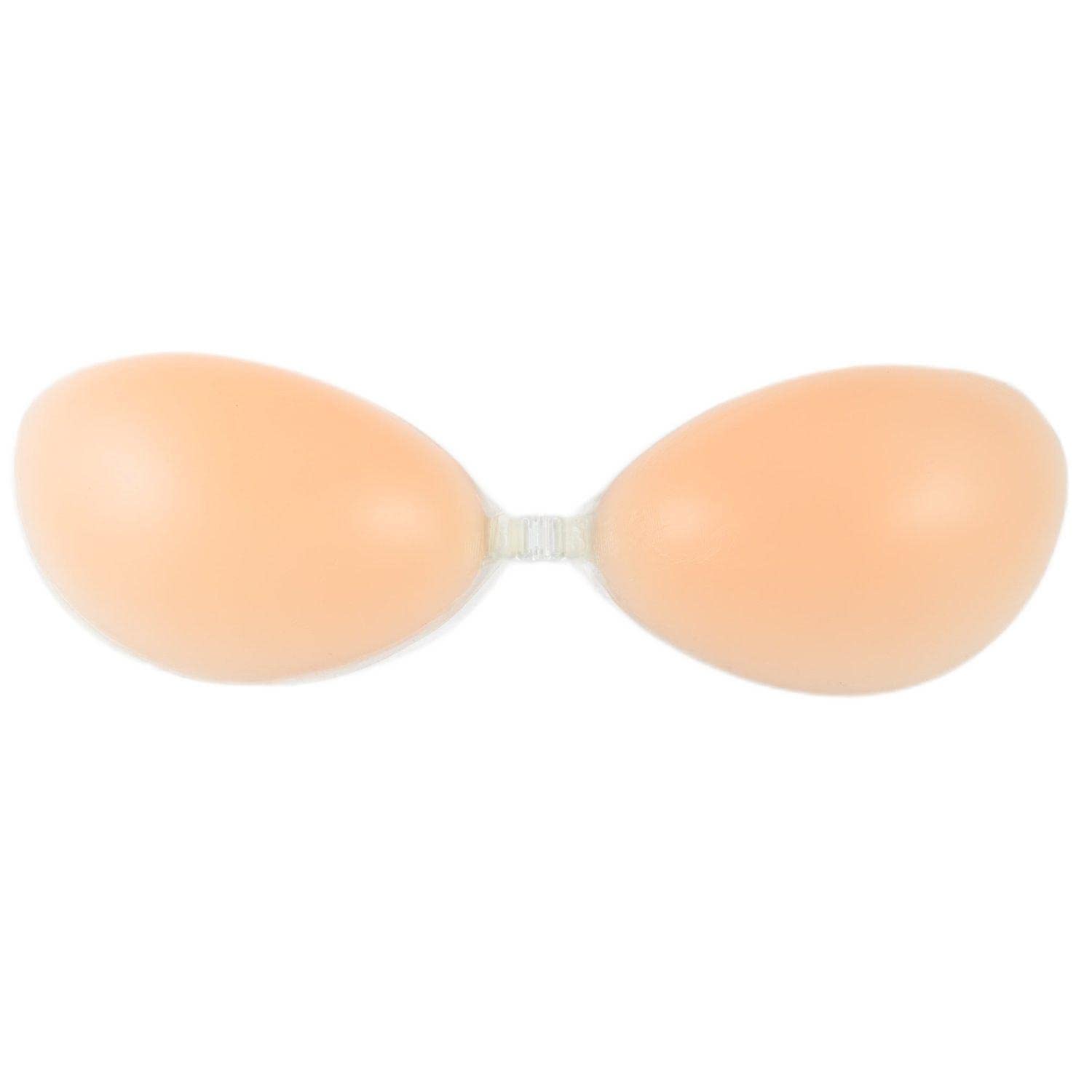 Boolavard Self Adhesive Silicone Strapless Backless Stick on Bra for Cleavage and Lift (A, B, C, D) - Thin Invisible Beige