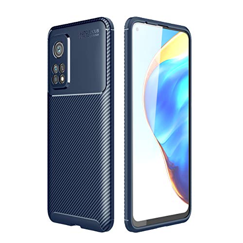 Image of Texture Rugged Silicon Back Cover Case Designed for Xiaomi Mi 10T Pro - (Blue)