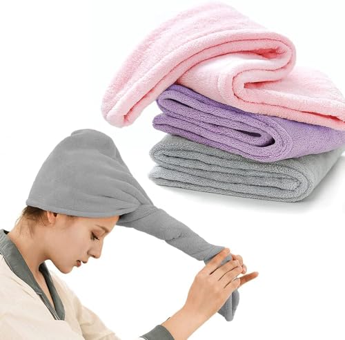 Image of AYUS Microfiber Hair Towel /Wrap for Women Hair-Drying Bathrobe Magic Hair Warp Towel Super Quick-Drying Microfiber 500 GSM Hair Towel(Multi Color) Set of 1