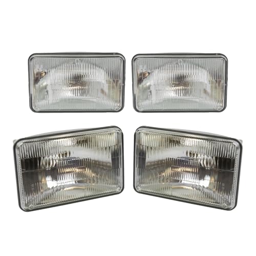Image of TRQ Driver and Passenger Side 4 Piece Headlight Assembly Set Sealed Beam Compatible with 79-86 Ford Mustang 82-92 Chevrolet Camaro 76-88 Chevrolet Monte Carlo 77-87 Chevrolet El Camino
