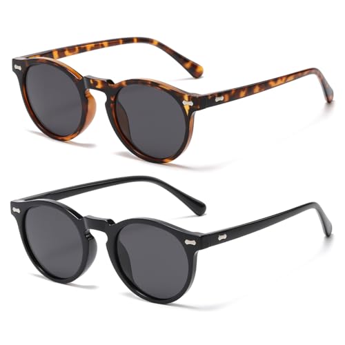 Image of JOVAKIT Vintage Kids Polarized Sunglasses for Girls Boys Age 2-9, Round Sun Glasses for Children UV400 Protection