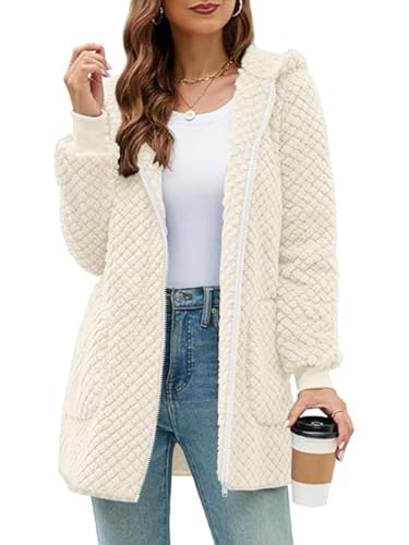 Manteau teddy doux pour femme à capuche pull douillet chaud pour soirées d'hiver cosy