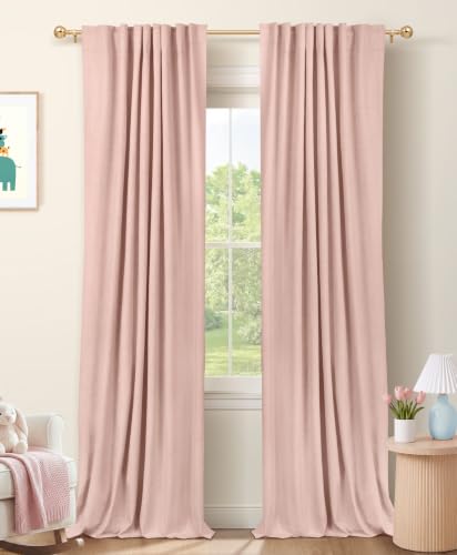 Image of Blush Pink Total Blackout Curtains for Bedroom 84 Inch Long