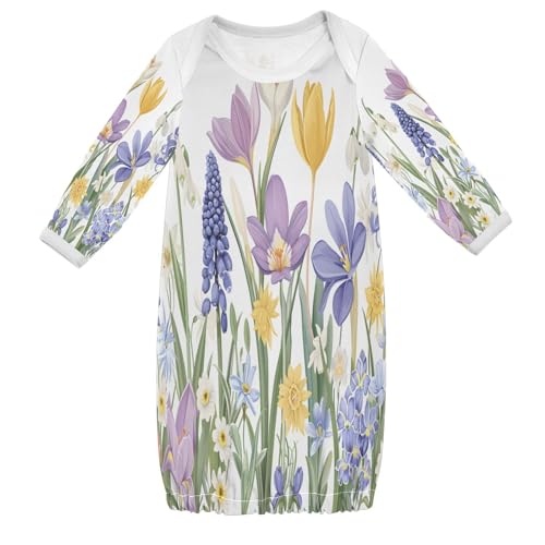 senya Nightdress Sleeper Gown Long Sleeve Nightgown Pajamas Blooming Spring Garden for 3-12 Months Multi