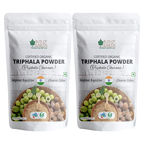 Bliss of Earth Organic Triphala Powder Churan 100% Pure Ayurvedic Herbal Blend Help for Detox & Digestion Support Boost Immunity (2x200gm)