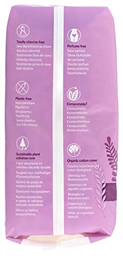 Natracare Natural Traditional Style Maxi Pads, Regular, Individually Wrapped, Without Wings in Plant-Based Bag (1 Pack, 14 Pads Total)