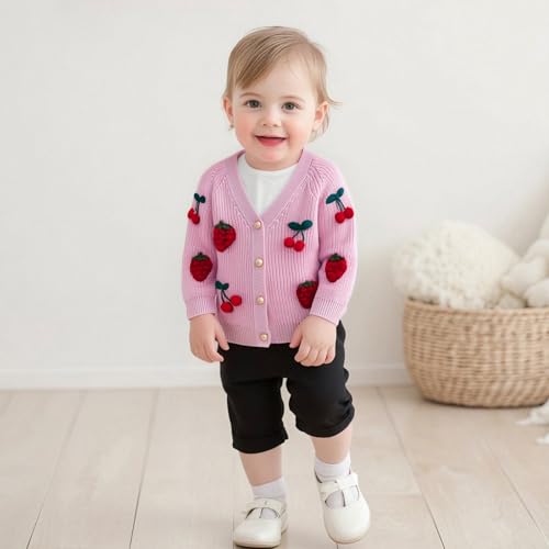 Toddler Girl Sweater Strawberry Cardigan Knit Sweater Girl Fall Winter Clothes Kawaii Sweater Cute Tops2