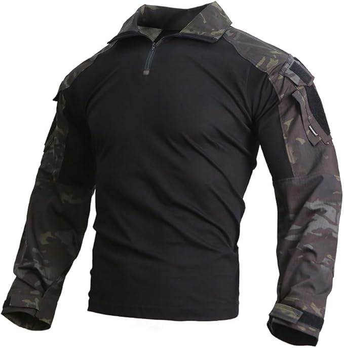 EMERSONGEAR Men's Tactical Shirt,Gen3 Airsoft Combat Army Paintball Quick Dry Long Sleeve BDU T-Shirt Top, Mcbk, XL