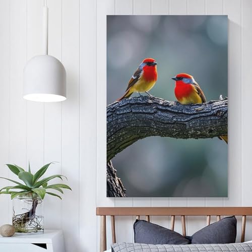 Impression sur toile oiseau cardinal sans cadre suspendre 60x90cm