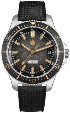 San Martin SN0118B Automatic Watch for Men, 40mm Sapphire Crystal Dive Watches 316L Stainless Steel 200M Water Resistant, Black Dial