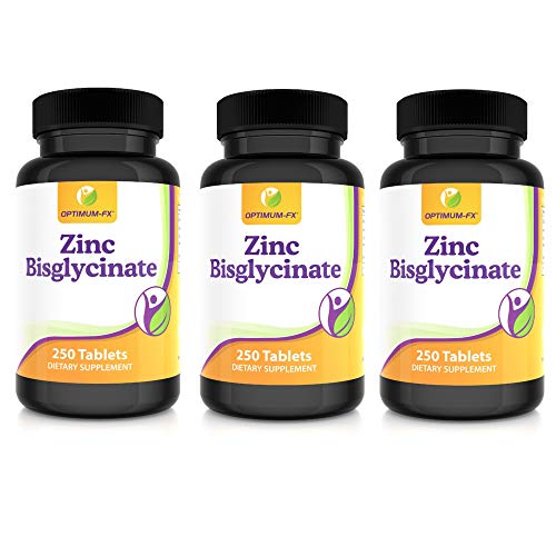 Bisglycinate de Zinc Haute Résistance Comprimés 25 mg pas de Capsules - 1 Par Jour Supplément sur 8 mois Fournir - 250 Comprimés