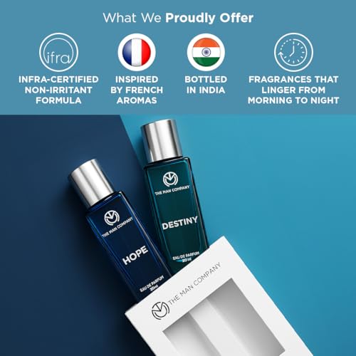 Image of The Man Company Fragrance Fusion Duo, Hope and Destiny Perfume Gift Set | Eau De Parfum Set, 20ml x 2 | Gift for Man | Long-Lasting EDP | Premium Perfume for Man| Valentine fragrance gift set For Him |