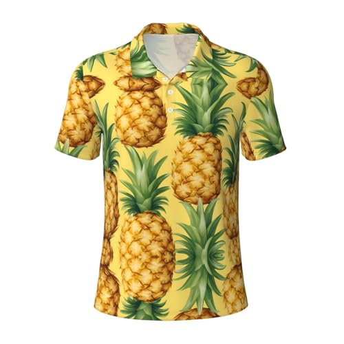 Golf travail activités de plein air en polo imprimé ananas jaune confortable
