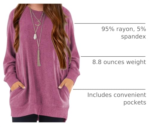 Image of Girls Shirts for 6-13 Years Long Sleeve Crewneck Tops with Pockets