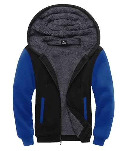 Image of SCODI Hoodies for Men Heavyweight Fleece Sweatshirt Zip Up Thick Jacket | Machine Wash, Soft, Warm, Winter, Outdoor Activities, Gym, Office, Casual, Daily Wear, Full Zipper Sherpa Lined Hooded Coat