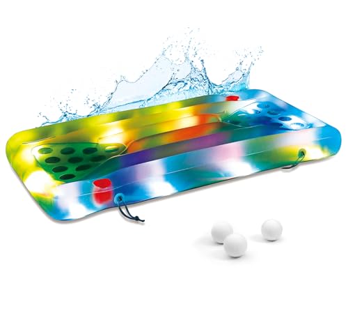 Summer Waves Bier Pong Luftmatratze inklusive LED | 160x84x19 cm Blau | Pool Trinkspiel | Aufblasbarer Beerpong Tisch | Partyzubehör