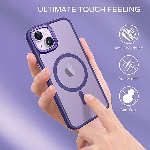 Image of BENTOBEN Thermoplastic Polyurethane Magnetic for Iphone 13 Case Iphone 14 Case [with Magsafe] Translucent Matte Phone Case Iphone 13 /14 Slim Women Men Girl Cover for Iphone 13 /14,dark Purple