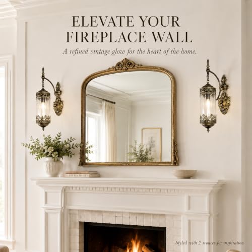 Image of Rustic Gothic Plug in Wall Sconce with Glass