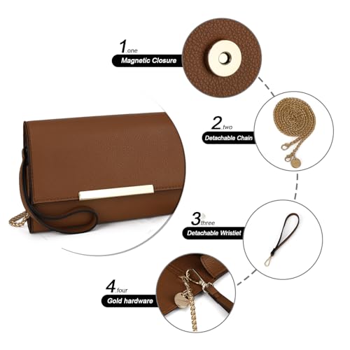Image of AFKOMST Clutch Purses for Women Small Convertible Wristlet and Evening Bag | Vegan Leather, Fits 6.7-inch Phone /Passport, Versatile for Formal Events /Prom /Wedding /Cocktail /Night Out /Daily Use