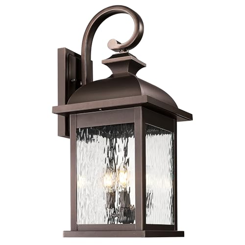Image of FEMILA 26 inch Outdoor Wall Sconce, Large Exterior Lighting Fixtures, 3-Light Outdoor Wall Lantern Porch Lights for Patio, Garage, Doorway, ORB Finish, E12 Base, 4FD54B-L ORB-WP