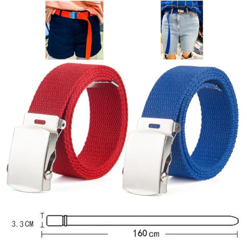 Men's Ratchet Canvas Belts, 2 Pack, Adjustable Strap, Cut-to-Fit Up to 60"2