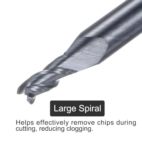 Image of uxcell Carbide Square End Mill, 5 /64 inch Diameter TiAlN Coated 3 Flutes Milling Bit Cutter, for Hardened Steel Stainless Steel Alloy Metal, 1 /8 inch Shank 7 /32 inch Cut Length 1-1 /2 inch Long HRC55