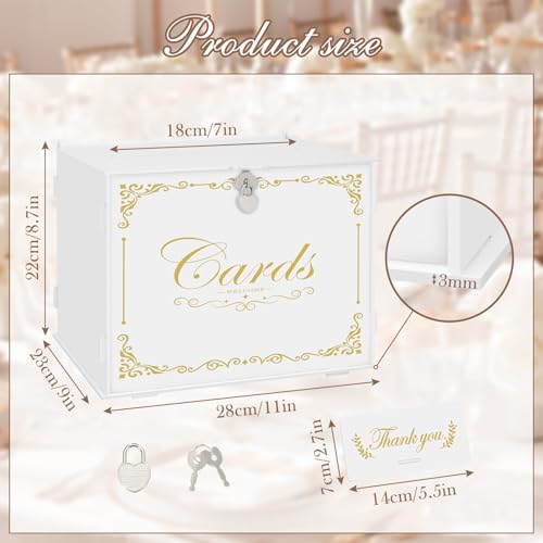 Image of Ywlake White Wedding Gift Card Box with Lock and Slot Acrylic Money Cash Post Thanks Card Box Large Letter Envelope Cards Holder Boxes for Reception Anniversary Birthday Party Bridal Baby Shower