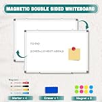 Double-Sided Magnetic Whiteboard 36"x24" Large Dry Erase Board for Wall | Silver Aluminum Frame, Horizontal Vertical Hanging with Hole-Free Hooks, Complete 14-Piece Accessory Kit