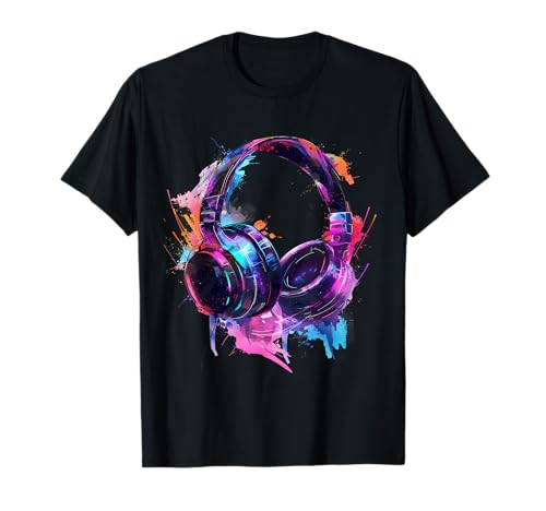 Kopfhörer Musik DJ House Music EDM Beatmaker Techno Splash T-Shirt
