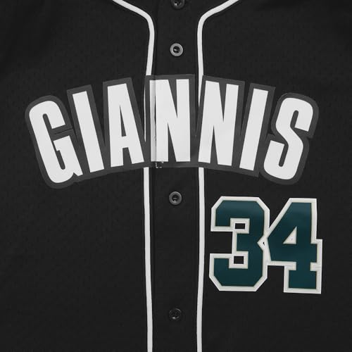 Pro Standard Big Boys NBA Milwaukee Bucks Giannis Antetokounmpo #34 Button Down Mesh Top Black M by Pro Standard - Image 5