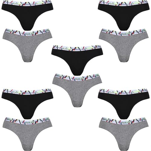 Reebok 142506 Pack 10 Braguitas para Mujer En Color Gris/Negro