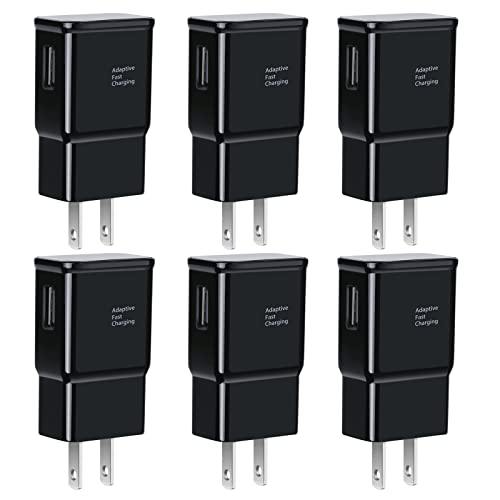 6-Pack Type C Charger Fast Charging Block, Android Phone Rapid USB Wall Charger Compatible with Samsung Galaxy S21/S20/S10/S10e/S10 Plus/S9/S9 Plus/S8/S8 Plus/S7/S6/Note 10/Note 9/Note 8,LG,HTC(Black)