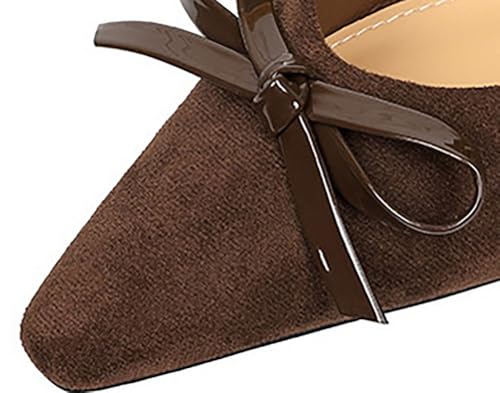 Niction Suede Bow Flats for Women Trendy Fall Pointed Toe Flat Shoes Cute Mary Jane Ballet Flats Shoes Casual Comfortable Dressy Work Flat 20253