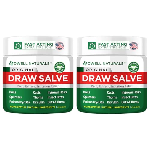 OWELL NATURALS Drawing Salve Ointment for Boil & Cyst Removal, Deep Ingrown Hair, Splinter Remover, Bug Spider Bites, Bee Sting, Mosquito Itching, Poison Ivy, 1 fl Oz (Pack of 2)