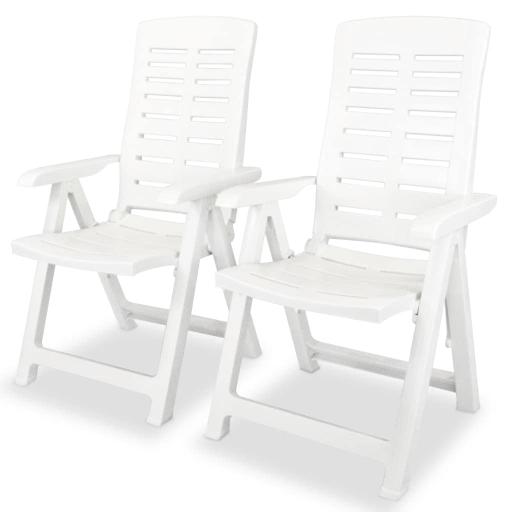 Lot de 3 meubles de bistrot en plastique blanc avec trou pour parasol, 2 chaises pliantes réglables, résistant aux intempéries, pour jardin, balcon