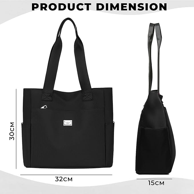 Image of Flygon Nylon Tote Shoulder Bag with Double Handles, Lightweight Waterproof Shoulder Bag, Women's Large Capacity Top Handle Handbags, Nylon Tote Bag for Gym, Work, School[multicolor]