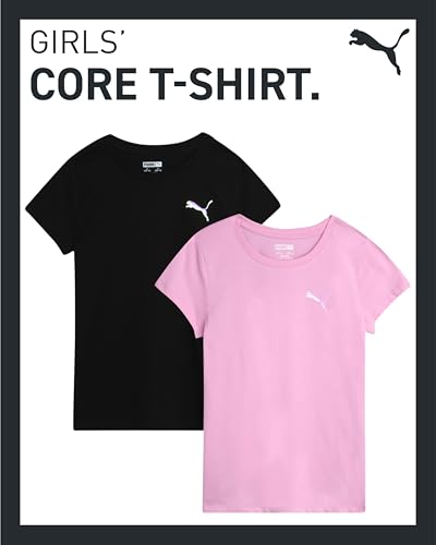 Image of PUMA Girls T Shirts - 2 Pack Short Sleeve Logo Graphic Tees - Casual Everyday Athletic Shirts for Girls (Sizes: S-XL)