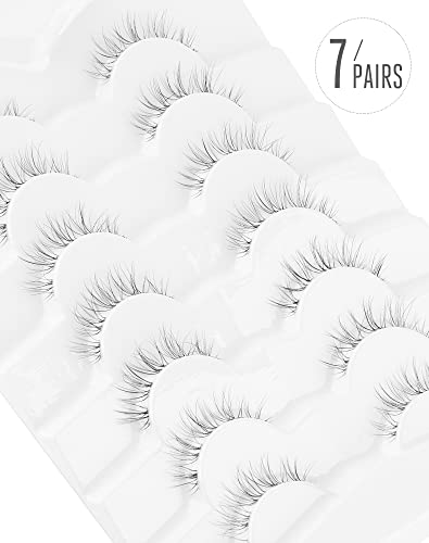 Onlyall Lashes Natural Look Wispy Short Eyelashes Fake Eye Lash Clear Band Eyelash Small 7 works A23(3MM-12MM) - Image 3