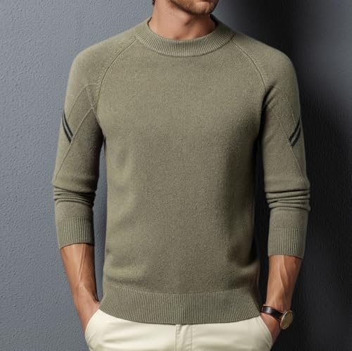 Men's 100% Wool Crewneck Pullover Sweater Casual Loose Fit Sweaters with Ribbing Edge3
