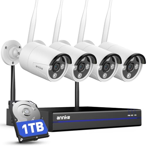 Image of ANNKE 16CH 4K NVR with 4 x 3MP Outdoor Wireless Security Camera System, 1TB | 2.4G /5G WiFi, Human Detection, Instant Alerts, APP Remote Access, Smart Playback, Full Color Night Vision, 2-way Audio, IP66