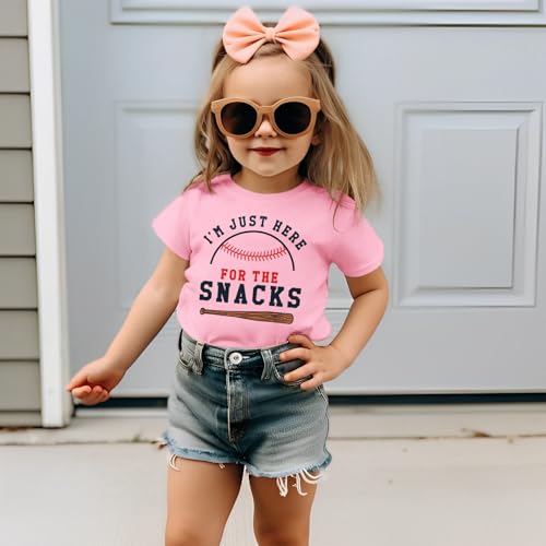 Baseball Shirt for Toddler Boys Girls I'm Just Here for The Snacks Funny Tshirt Kids Short Sleeve Summer Tee Tops2