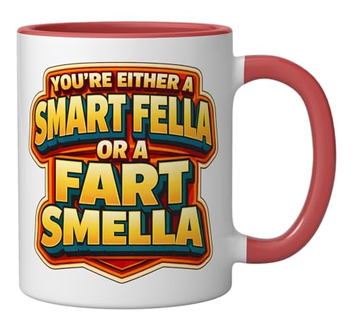 Taza de cerámica con diseño divertido 11 onzas rojo/blanco miniatura 2
