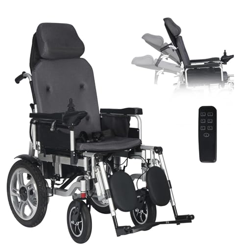 Reclining Foldable Electric Wheelchairs for Adults,Comfortable Electric Wheelchair for Adults,Full Reclining Power Wheelchairs Easy Folding Portable Lightweight Wheelchair-20Mile(500114)