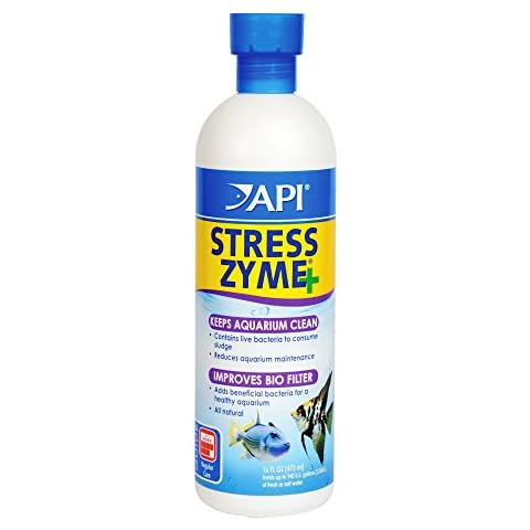 API STRESS ZYME Freshwater and Saltwater Aquarium Cleaning Solution 473 ml Bottle, Blues & Purples Cover