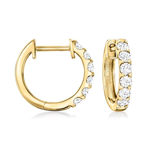 Ross-Simons 0.50 ct. t.w. Lab-Grown Diamond Hoop Earrings in 18kt Gold Over Sterling