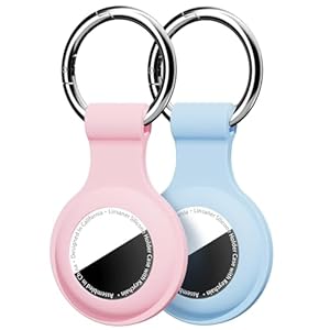 Paquete de 2 soportes para AirTag con llavero, funda de silicona a prueba de golpes para Apple para Air Tag, funda protectora para rastreador GPS para llaves, mascotas, equipaje y mochilas